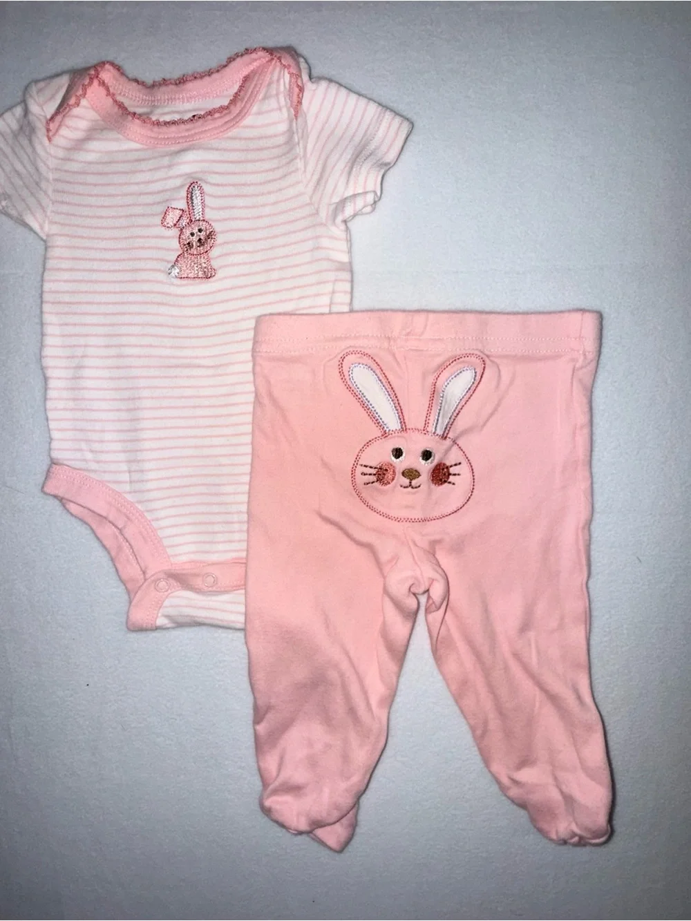 BabiesRUs Pink Baby Onsie with Footed bottoms - size 3 month GUC